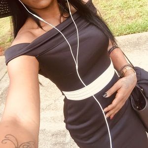 Black Body Cam Dress with Belt.
